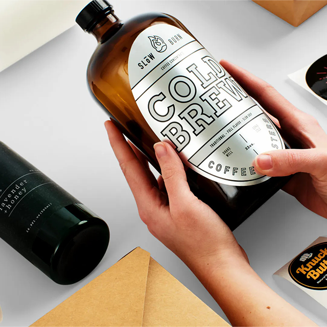 Etichetta d'argento brillante 